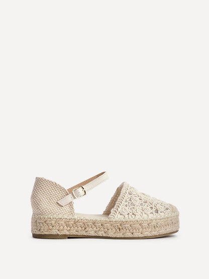 Adelina Beige Woven Espadrille Sandals