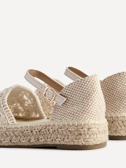 Adelina Beige Woven Espadrille Sandals