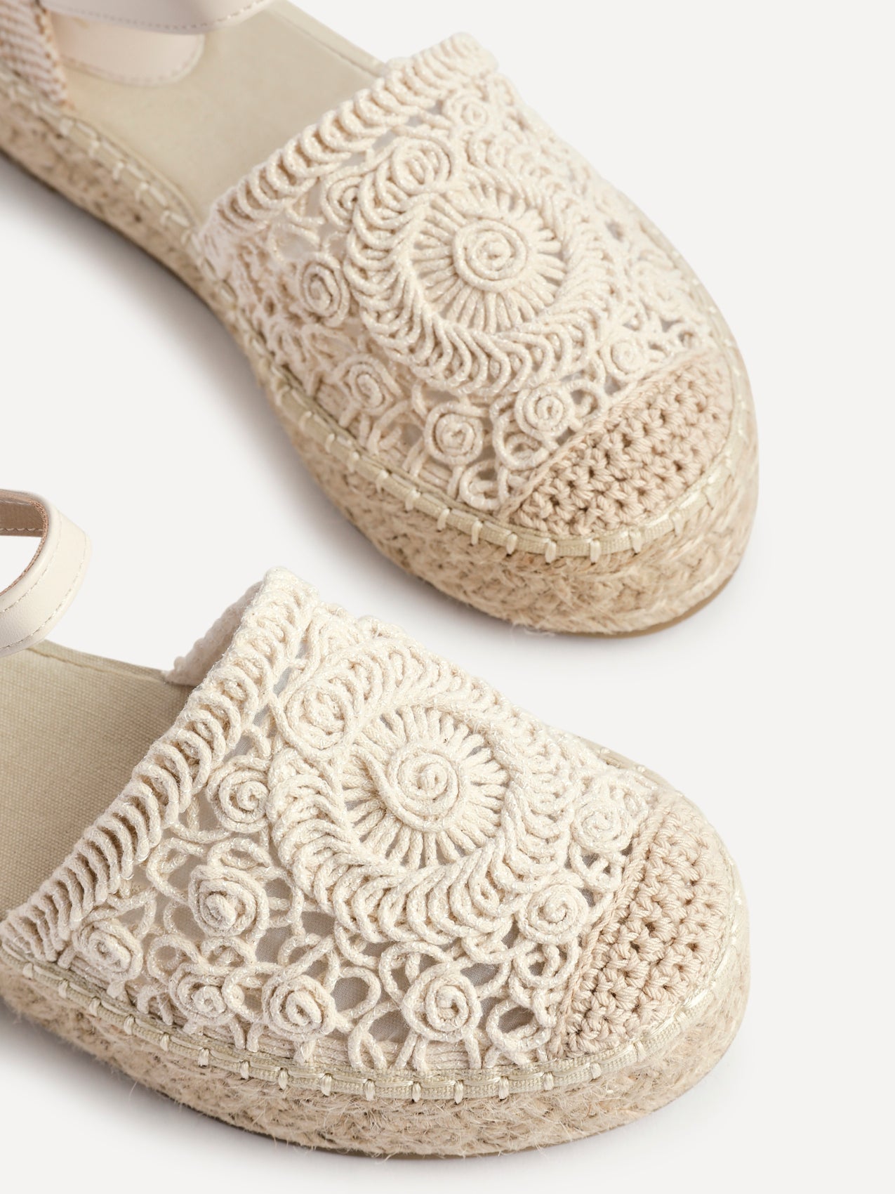 Adelina Beige Woven Espadrille Sandals