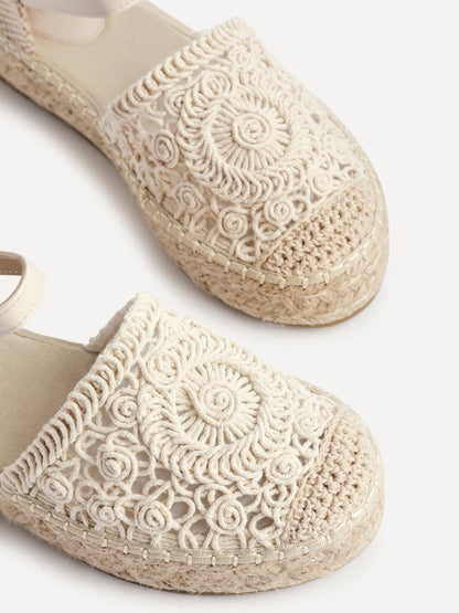 Adelina Beige Woven Espadrille Sandals