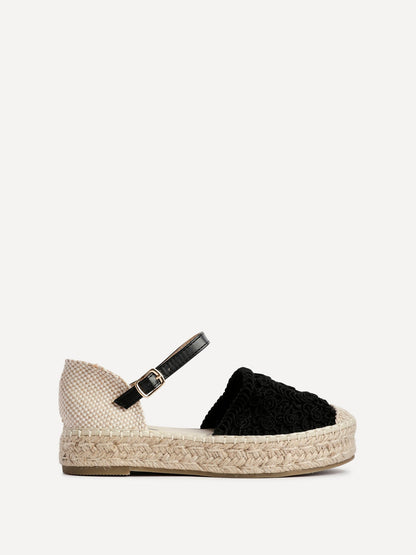 Adelina Black Woven Espadrille Sandals