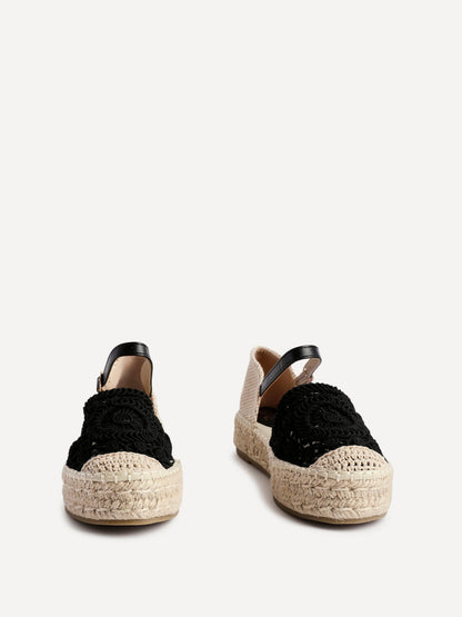 Adelina Black Woven Espadrille Sandals