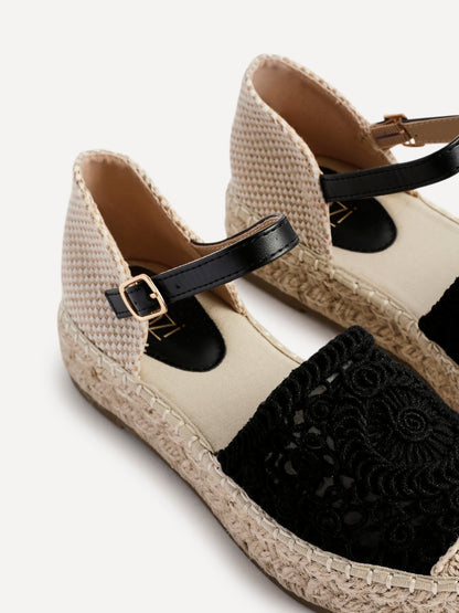 Adelina Black Woven Espadrille Sandals