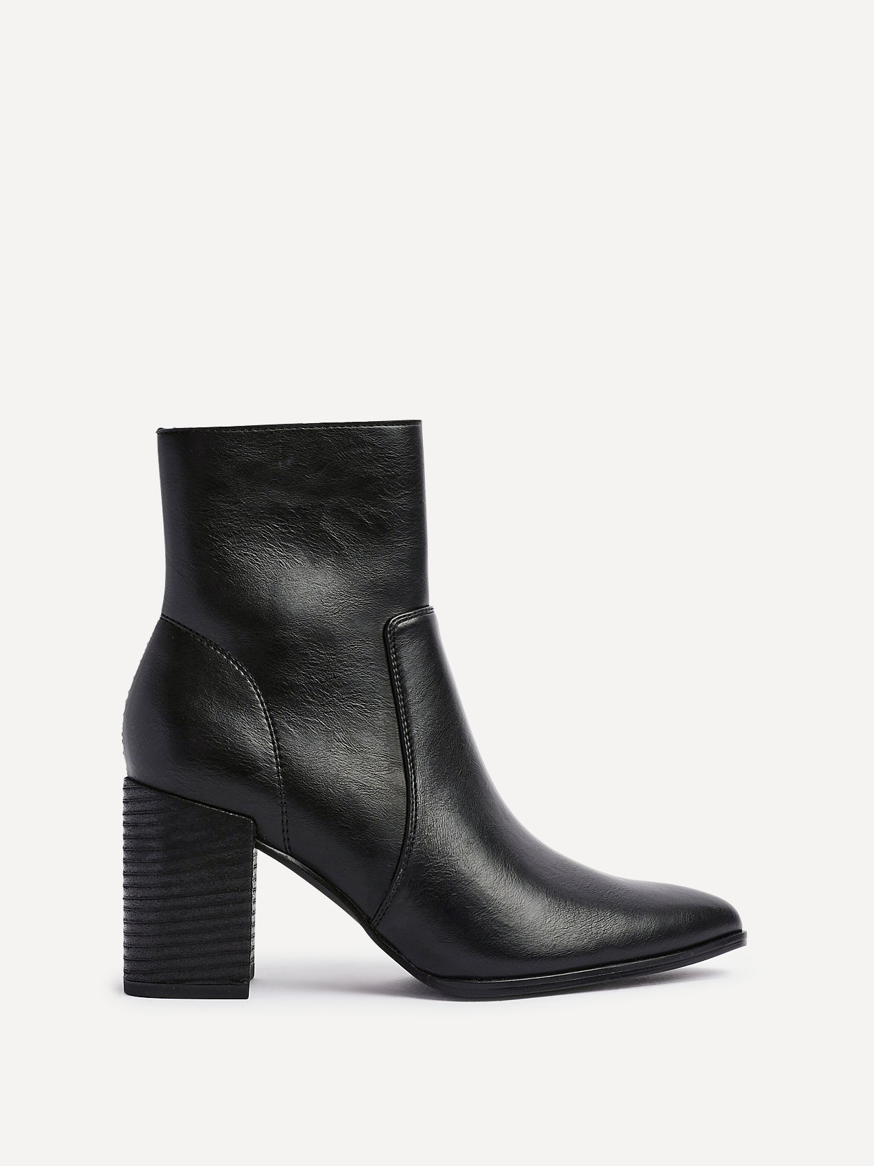 Advance Black Faux Leather Heeled Ankle Boots