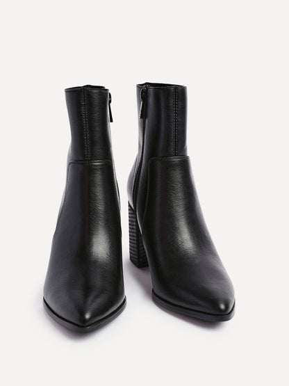Advance Black Faux Leather Heeled Ankle Boots
