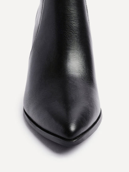 Advance Black Faux Leather Heeled Ankle Boots
