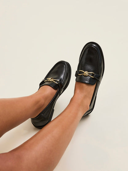 Affluent Black Faux Leather Loafers