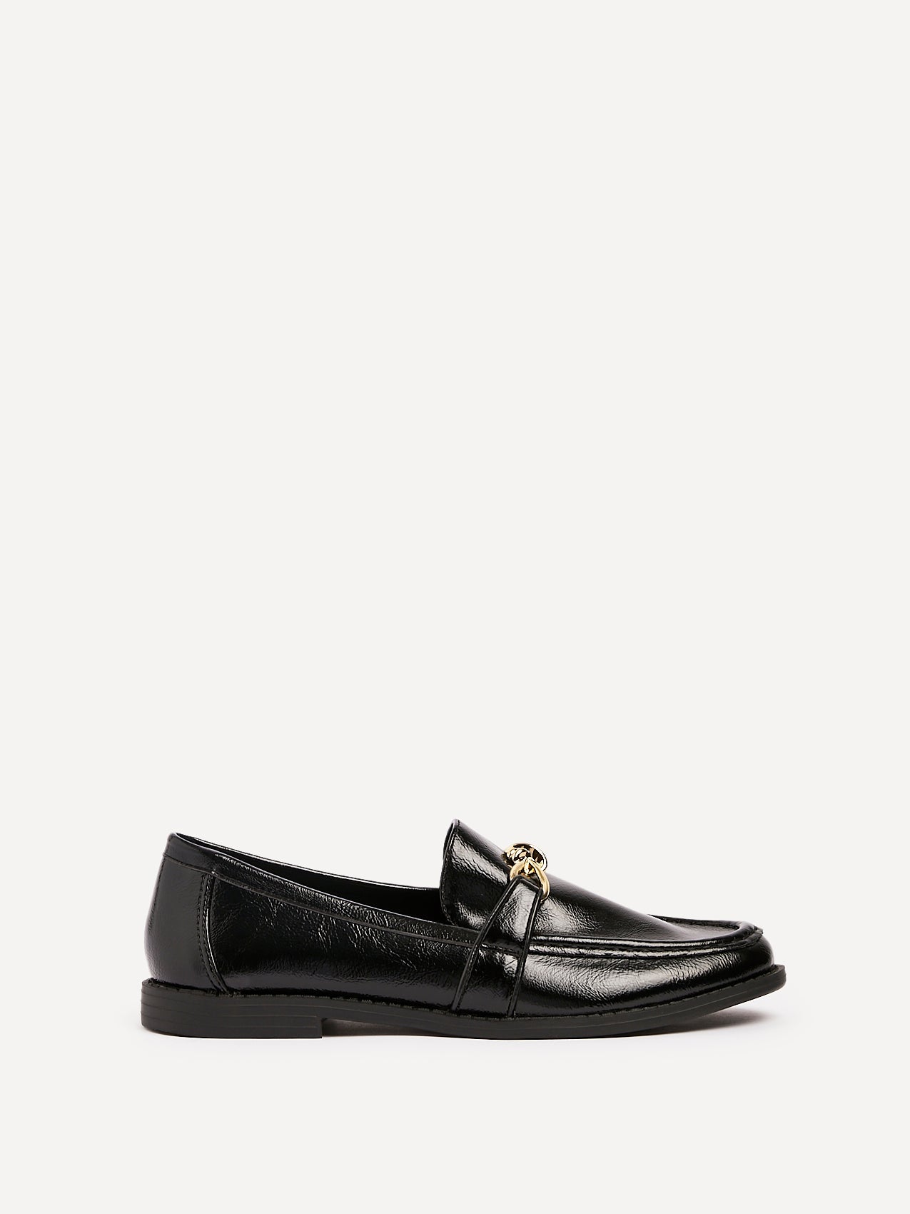 Affluent Black Faux Leather Loafers