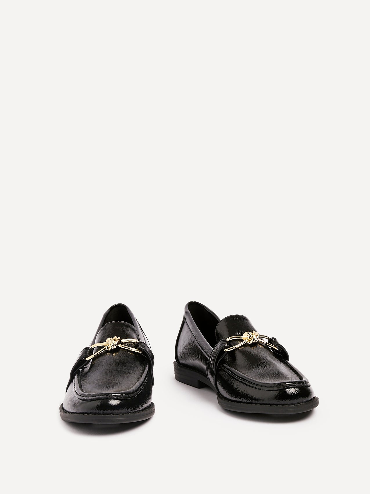 Affluent Black Faux Leather Loafers