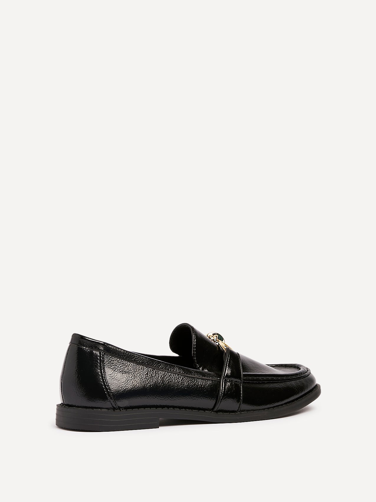 Affluent Black Faux Leather Loafers