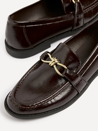 Affluent Brown Faux Leather Loafers