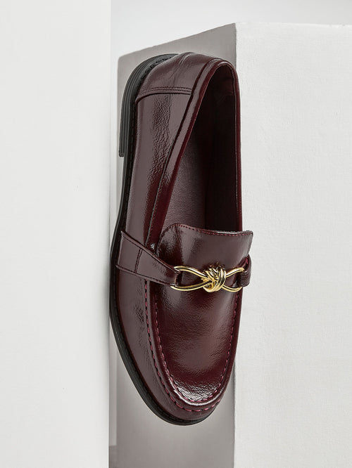 Affluent Burgundy Faux Leather Loafers