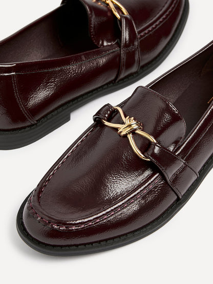 Affluent Burgundy Faux Leather Loafers