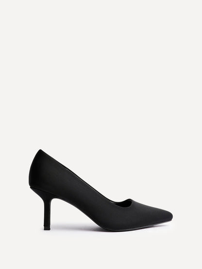 Aim Wide Fit Black Scuba Court Heels