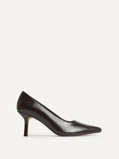 Aim Wide Fit Brown Faux Leather Court Heels
