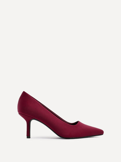Aim Wide Fit Burgundy Scuba Court Heels