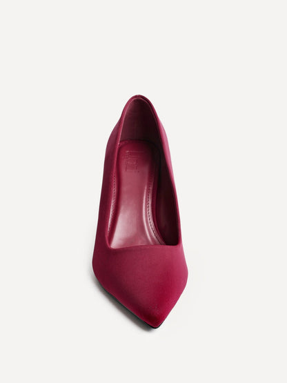 Aim Wide Fit Burgundy Scuba Court Heels
