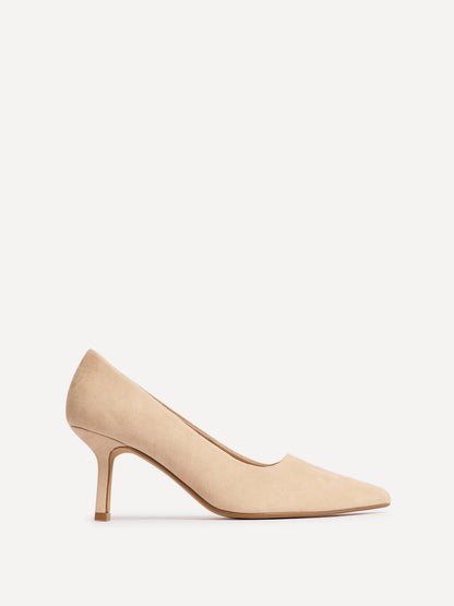Aim Wide Fit Nude Faux Suede Court Heels