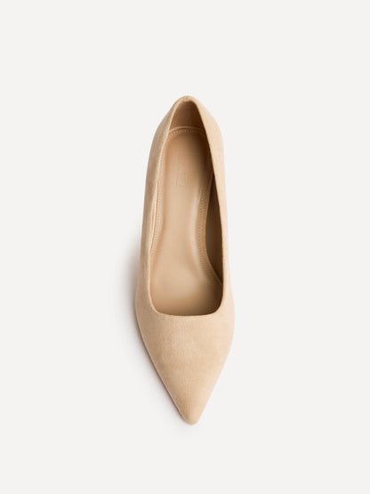 Aim Wide Fit Nude Faux Suede Court Heels