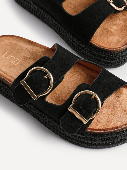 Alabama Black Plaited Flatform Sliders