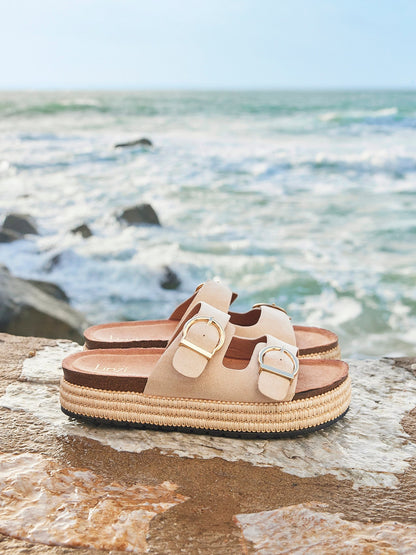 Alabama Nude Plaited Flatform Sliders