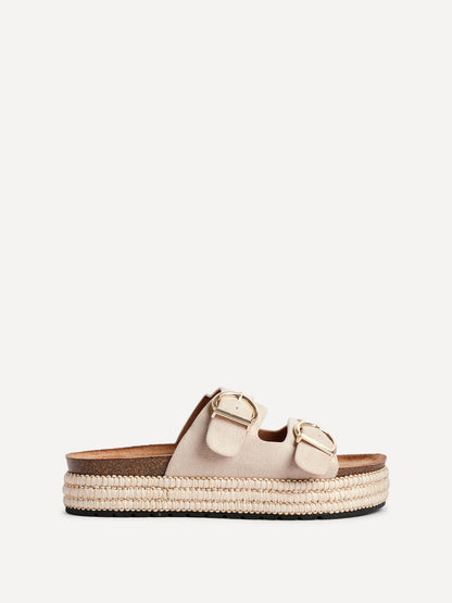 Alabama Nude Plaited Flatform Sliders