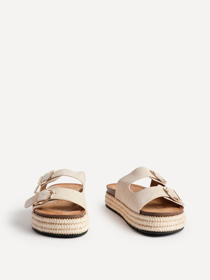 Alabama Nude Plaited Flatform Sliders