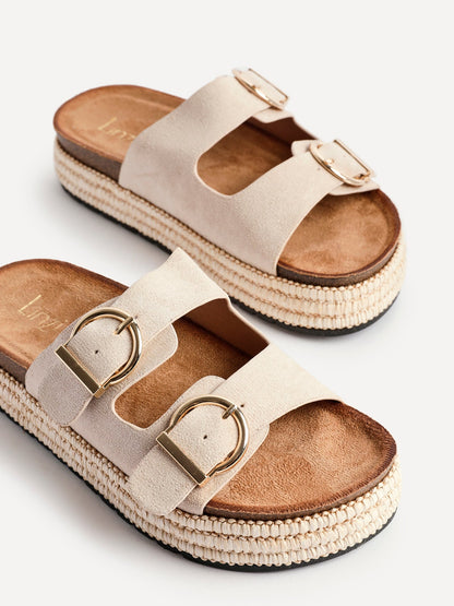 Alabama Nude Plaited Flatform Sliders