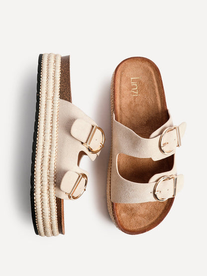 Alabama Nude Plaited Flatform Sliders