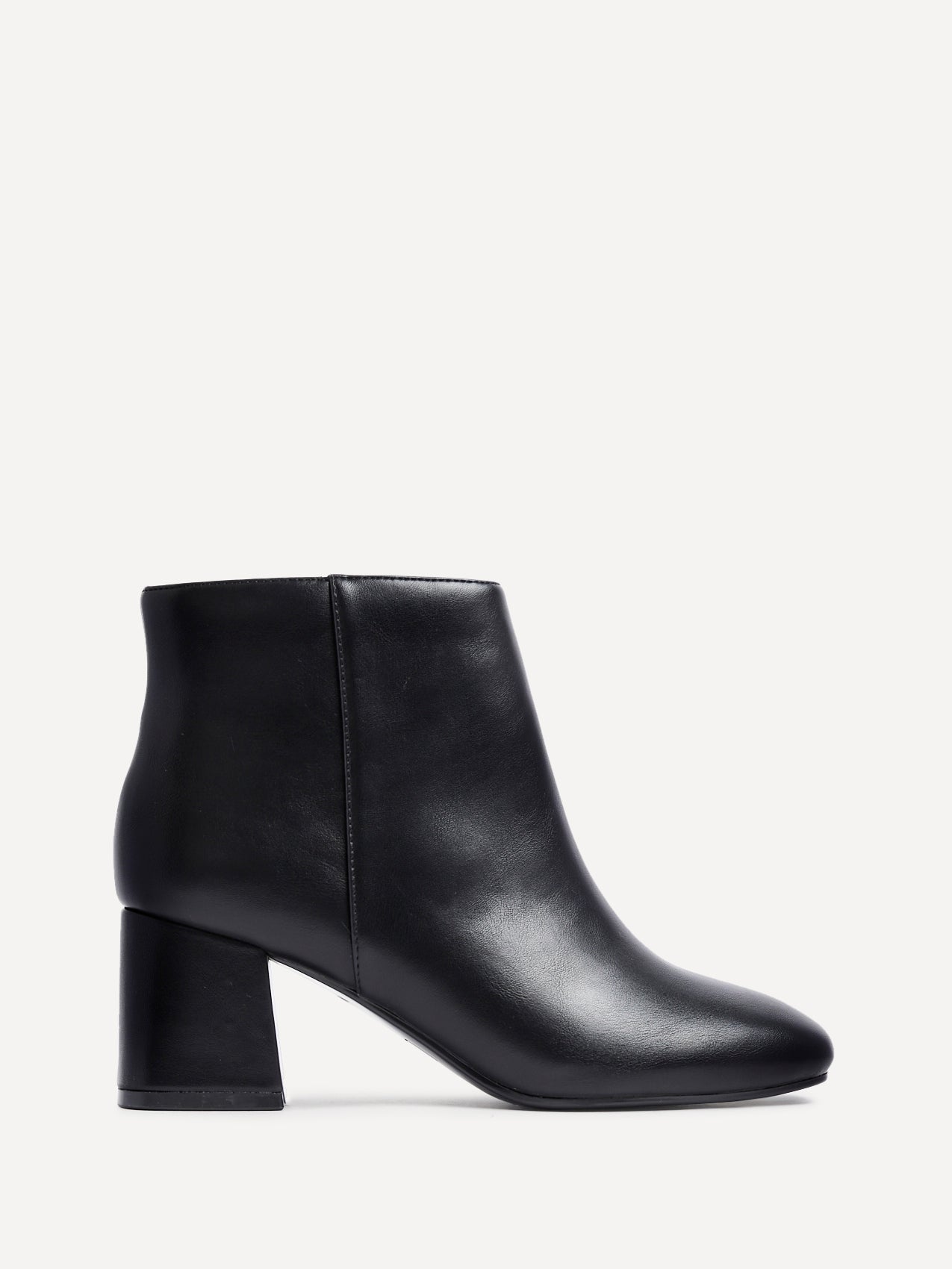 Alba Wide Fit Black Faux Leather Heeled Boots
