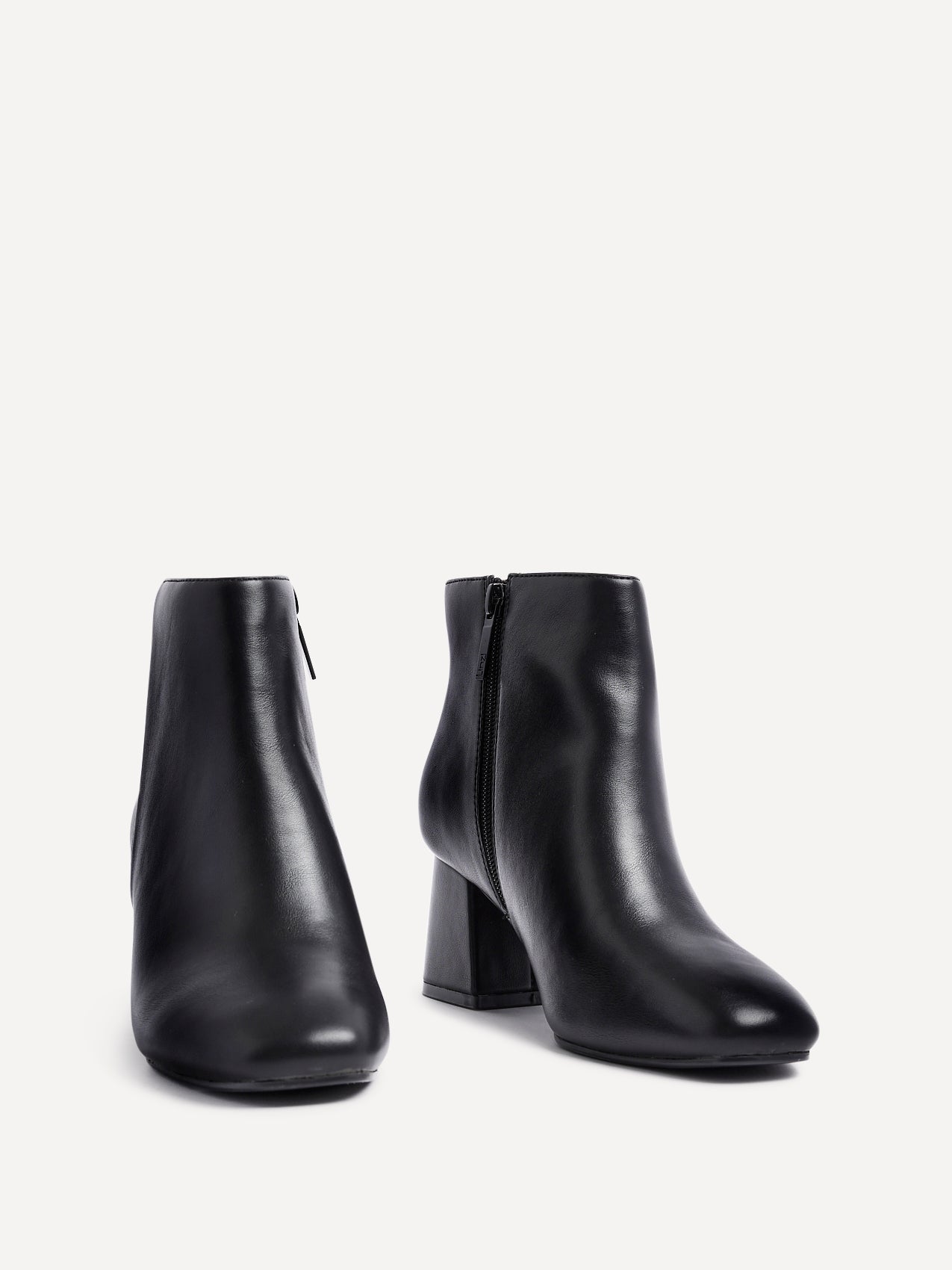 Alba Wide Fit Black Faux Leather Heeled Boots