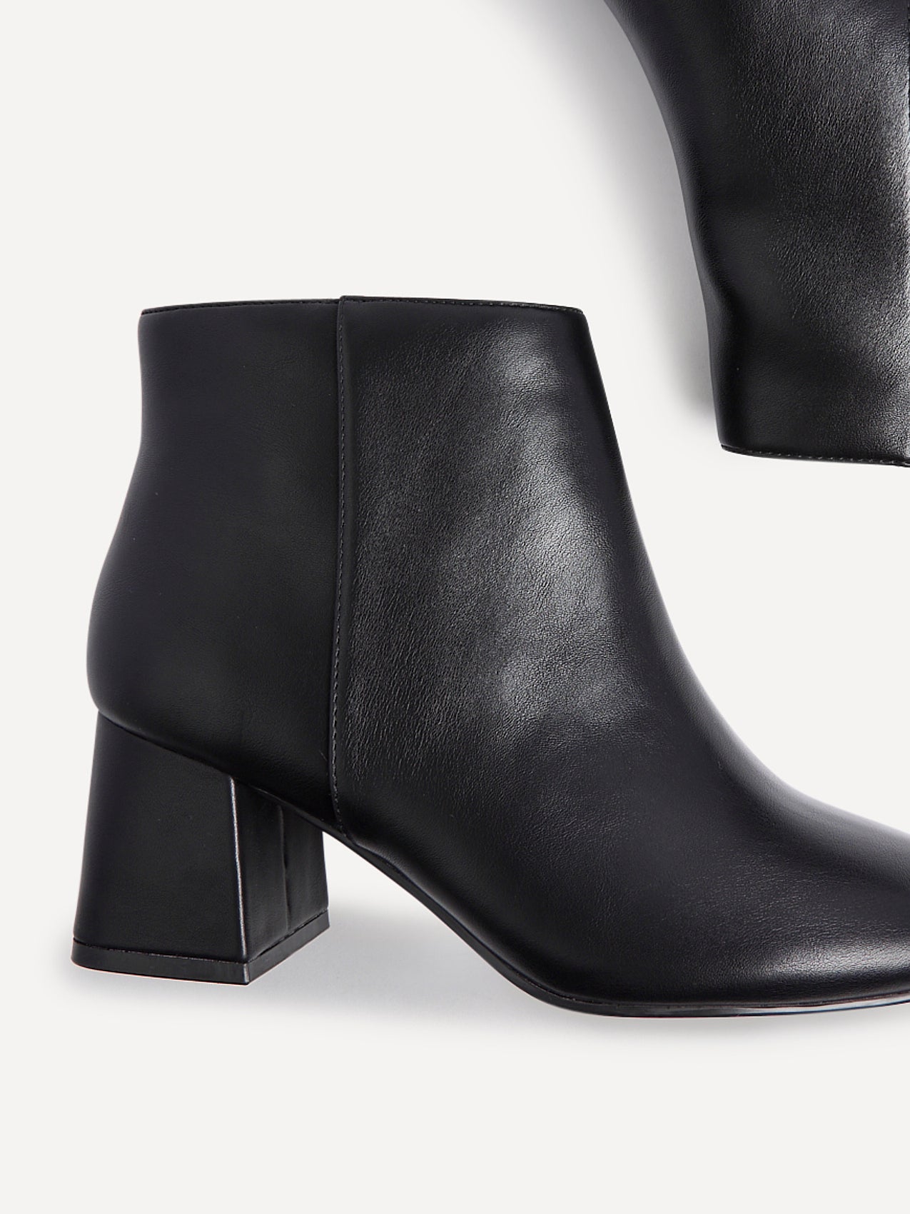 Alba Wide Fit Black Faux Leather Heeled Boots