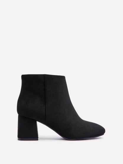 Alba Wide Fit Black Faux Suede Heeled Boots