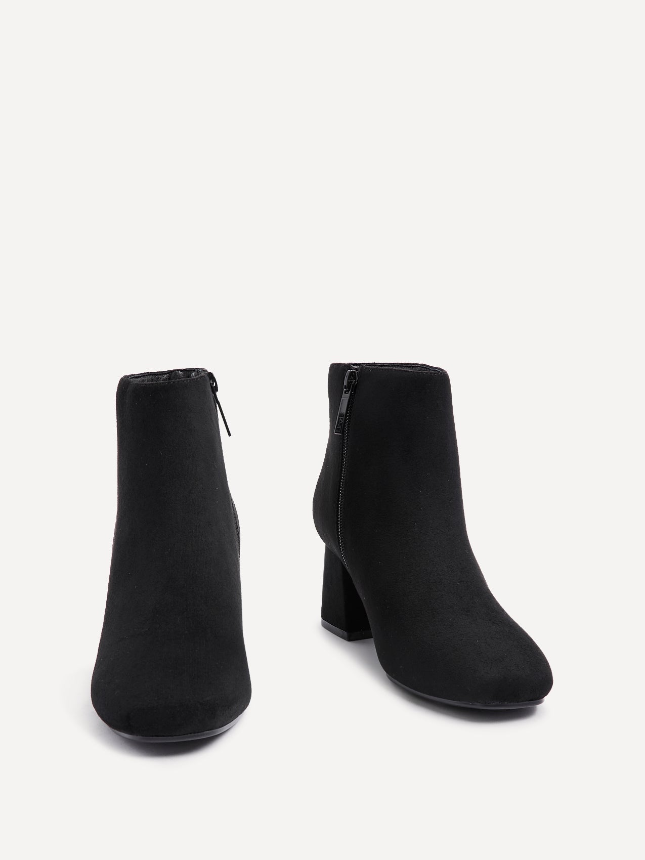 Alba Wide Fit Black Faux Suede Heeled Boots