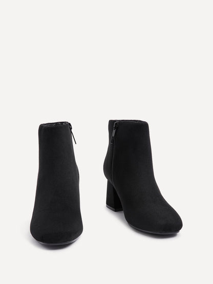 Alba Wide Fit Black Faux Suede Heeled Boots