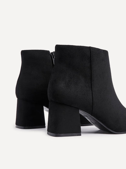 Alba Wide Fit Black Faux Suede Heeled Boots