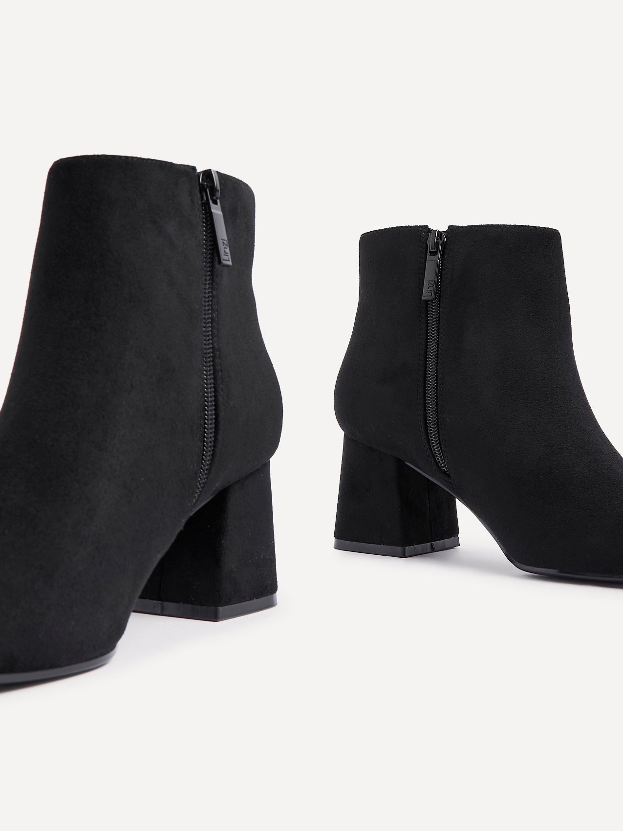 Alba Wide Fit Black Faux Suede Heeled Boots