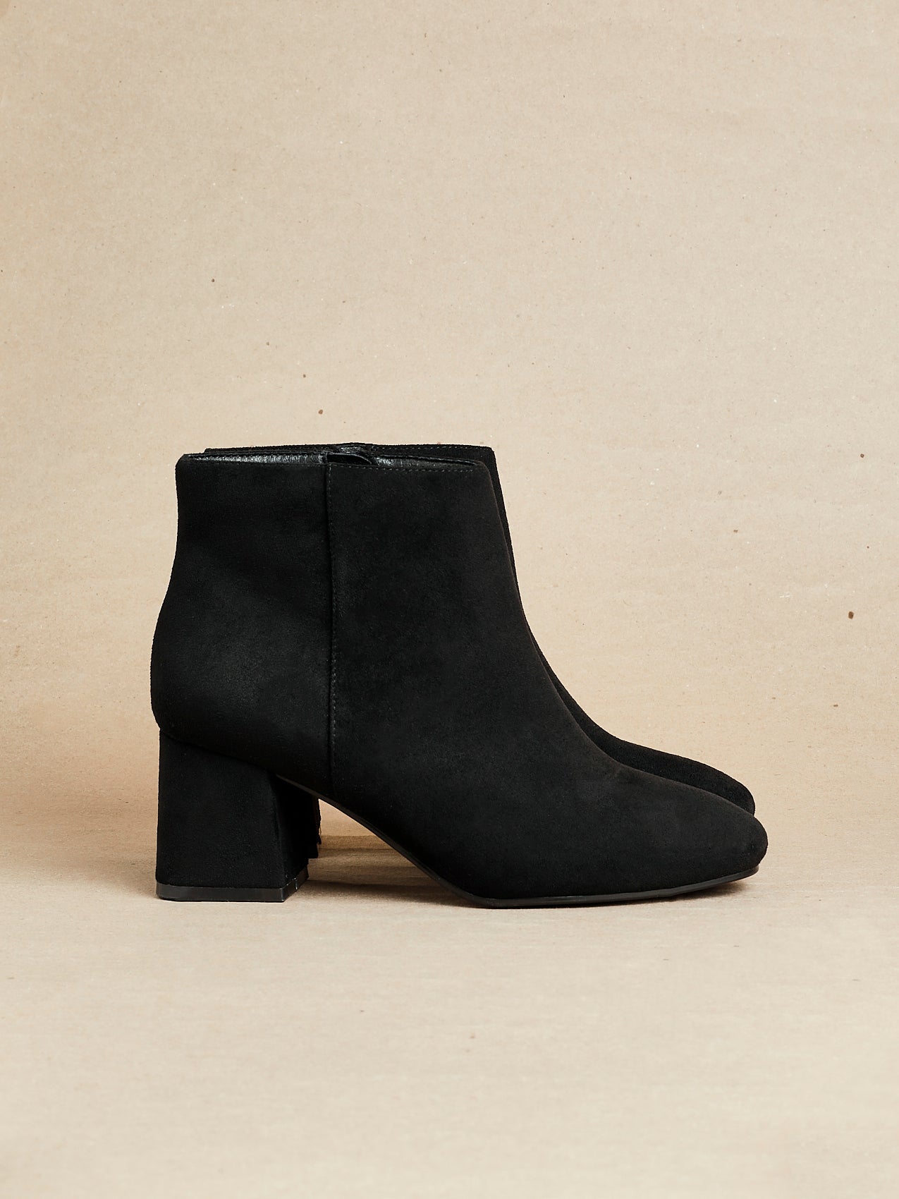 Alba Wide Fit Black Faux Suede Heeled Boots