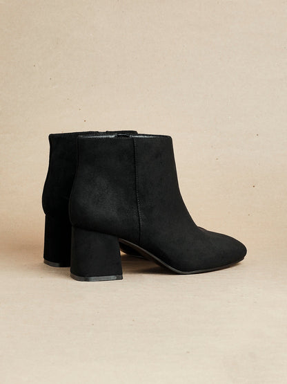 Alba Wide Fit Black Faux Suede Heeled Boots