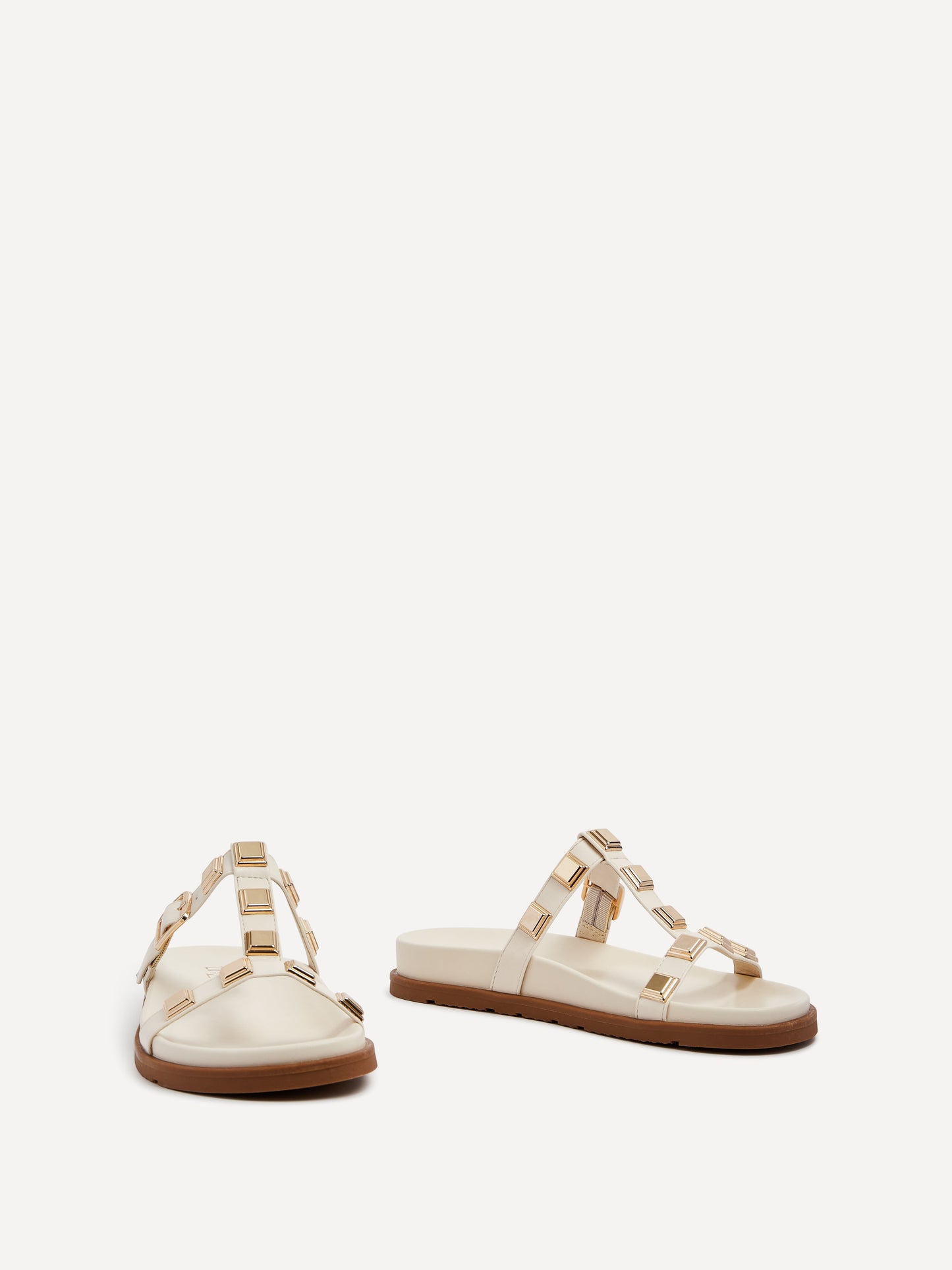 Alert Ivory Studded Slip On Sandals