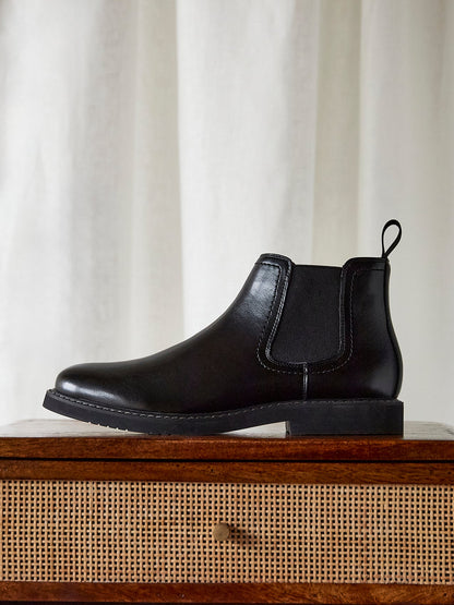 Alessandro Mens Black Faux Leather Chelsea Boots