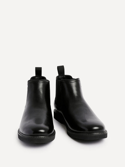 Alessandro Mens Black Faux Leather Chelsea Boots