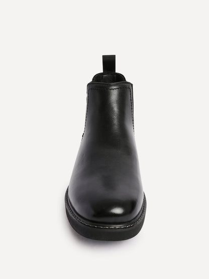 Alessandro Mens Black Faux Leather Chelsea Boots