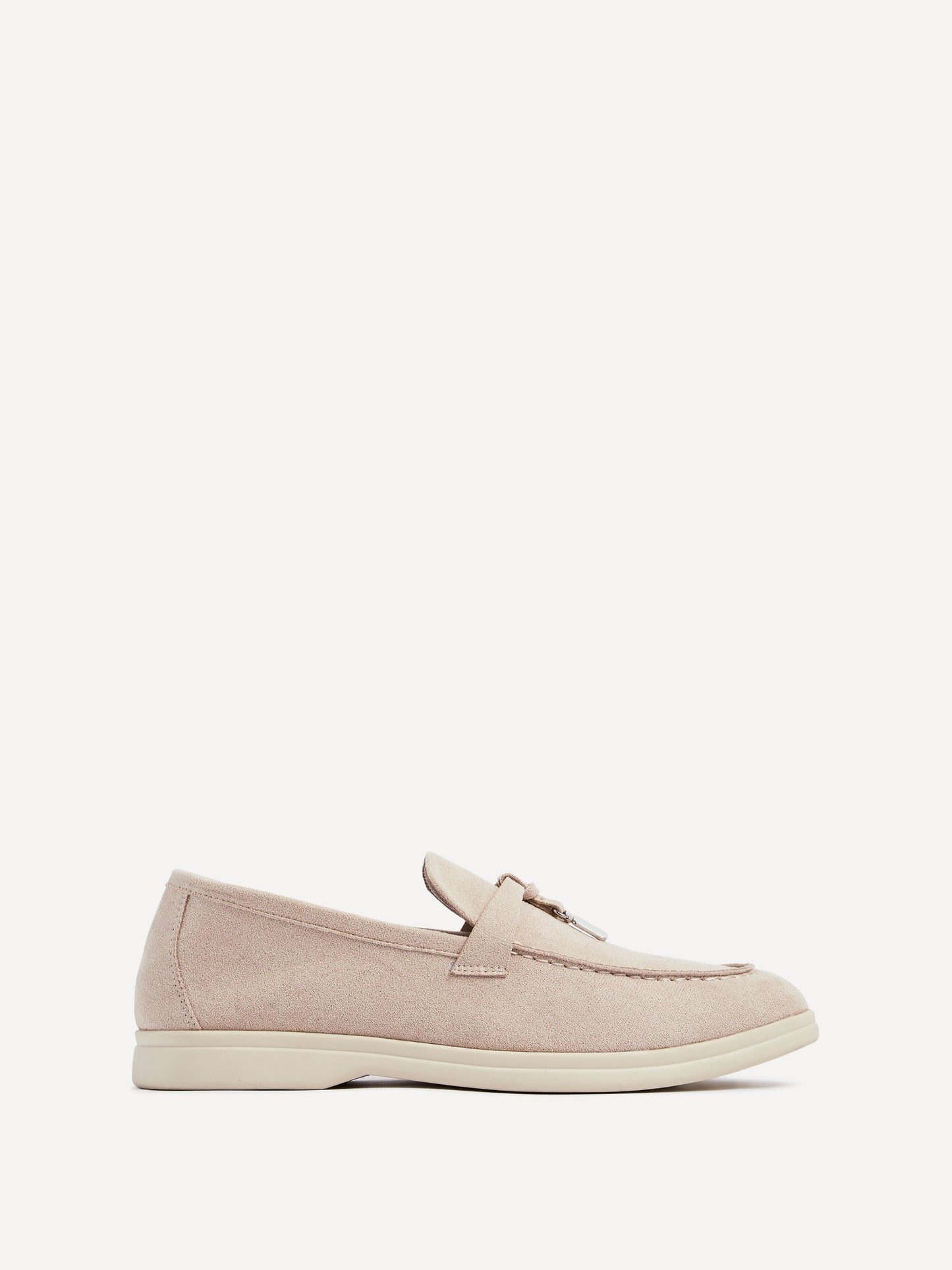 Alette Beige Faux Suede Slip On Loafers