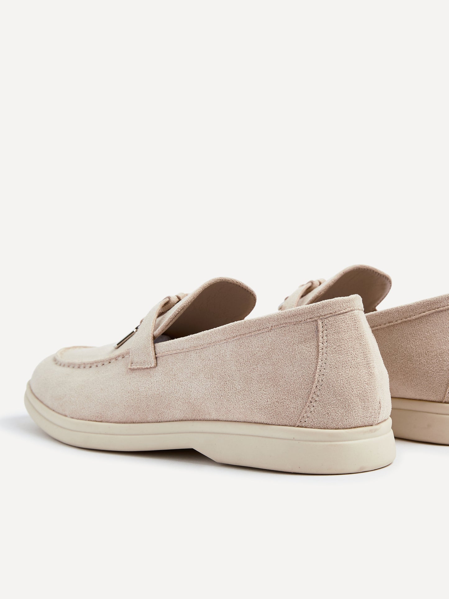Alette Beige Faux Suede Slip On Loafers