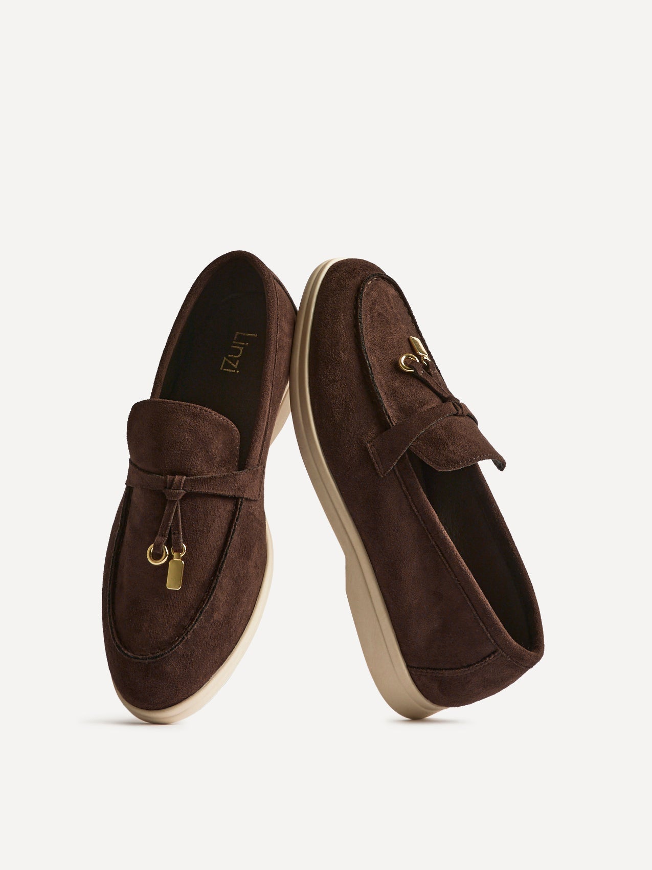 Alette Brown Faux Suede Slip On Loafers
