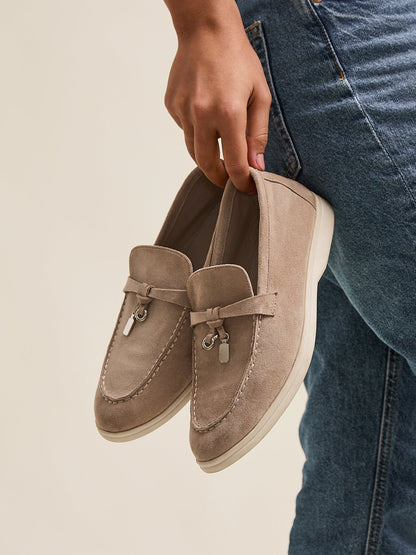 Alette Mocha Faux Suede Slip On Loafers