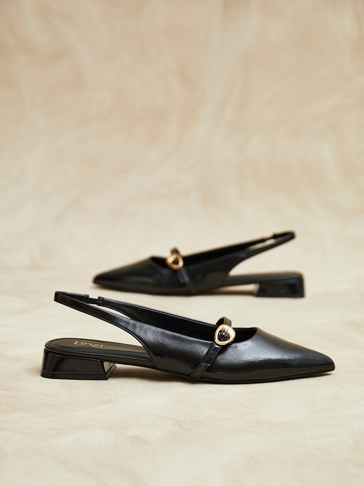 Align Black Faux Leather Ballet Flats