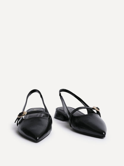 Align Black Faux Leather Ballet Flats