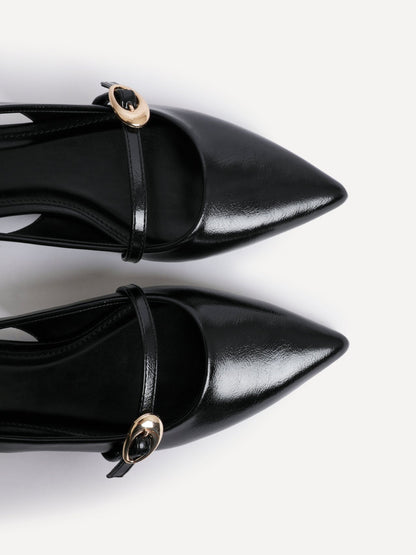 Align Black Faux Leather Ballet Flats